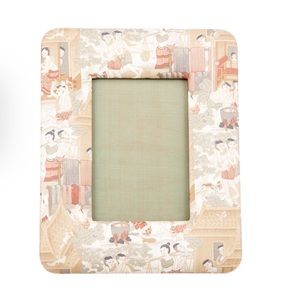 Multicolor silk Jim Thompson 4" x 6" photo frame with figural motif new w/o tags